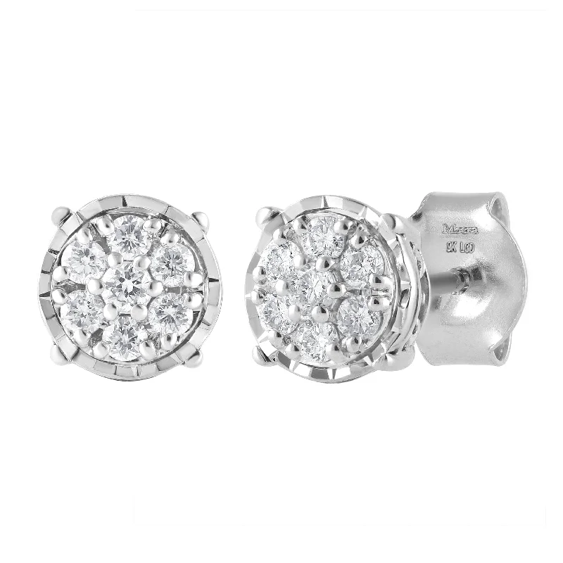 stylish pearl earrings for women -Meera Flower Earrings with 1/5ct of Laboratory Grown Diamonds in 9ct White Gold