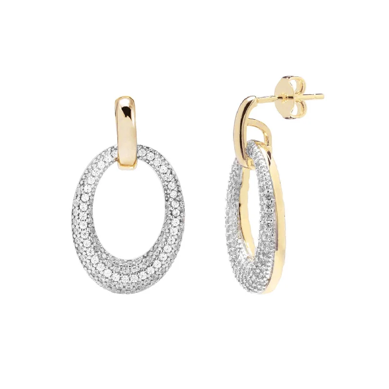 big statement earrings for women -Bronzallure Gold Cubic Zirconia Oval Drop Earrings