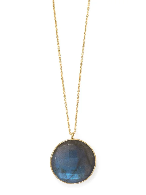 wedding necklaces for women -Labradorite Necklace 14k Gold-plated Sterling Silver Adjustable Length