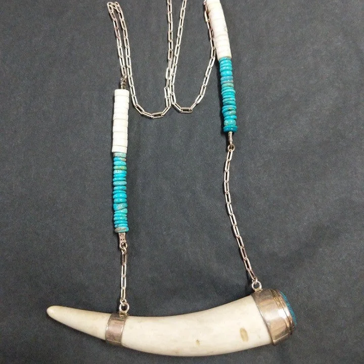 modern necklaces for women -ANTLER NECKLACE WITH TURQUOISE