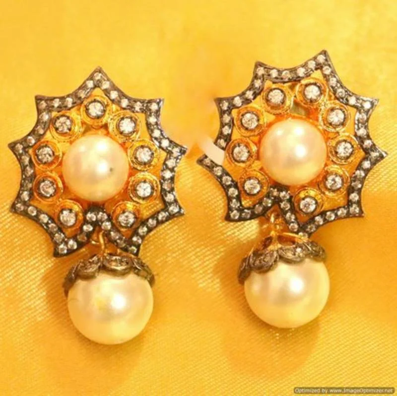 sapphire earrings for women -Victorian Look Elegant Pearl Earrings