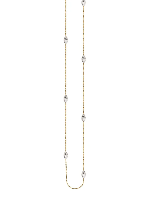 classic gold necklaces for women -Long and Lovely Necklace Gold and Sterling Silver Diamond-cut Beads 36-inch