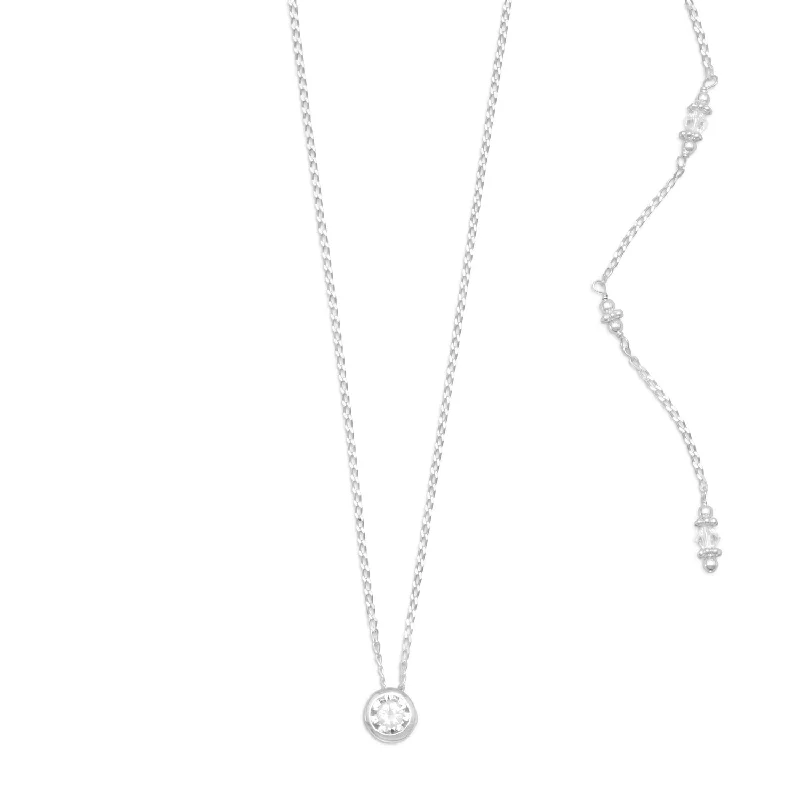 handmade necklaces for women -Long Back Drop Necklace with Cubic Zirconia and Crystals Sterling Silver