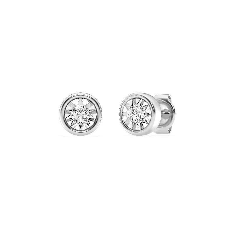 minimalist earrings for women -Mirage Stud Earrings with 1/2ct of Laboratory Grown Diamonds in Sterling Silver and Platinum