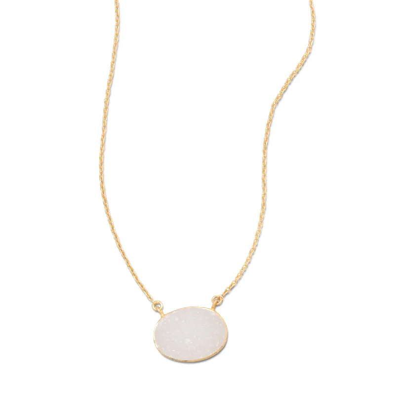 infinity necklaces for women -White Druzy Necklace Gold-plated Sterling Silver