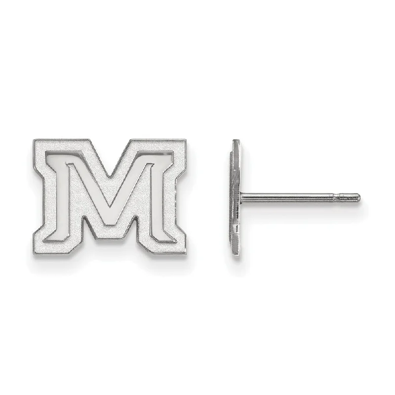 trendy earrings for women -10k White Gold Montana State University XS (Tiny) Post Earrings