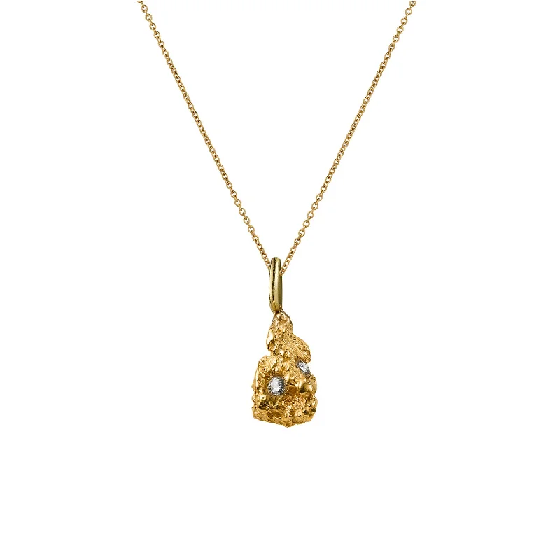 layered necklaces for women -Nugget Ocean 9K Gold Necklace w. Diamonds