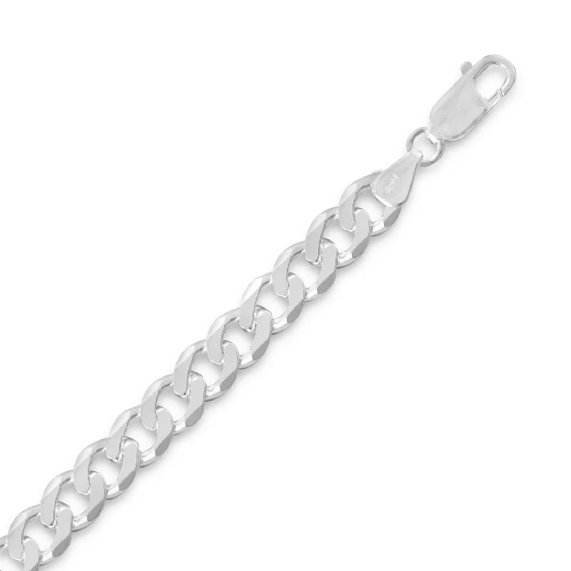 simple charm necklaces for women -Beveled Curb Chain Necklace 7mm 180 Sterling Silver