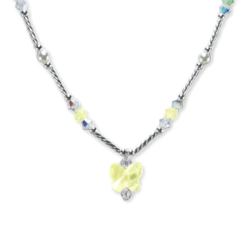 gold bar necklaces for women -Yellow Butterfly Necklace Sterling Silver Made with Swarovski(R) Crystals