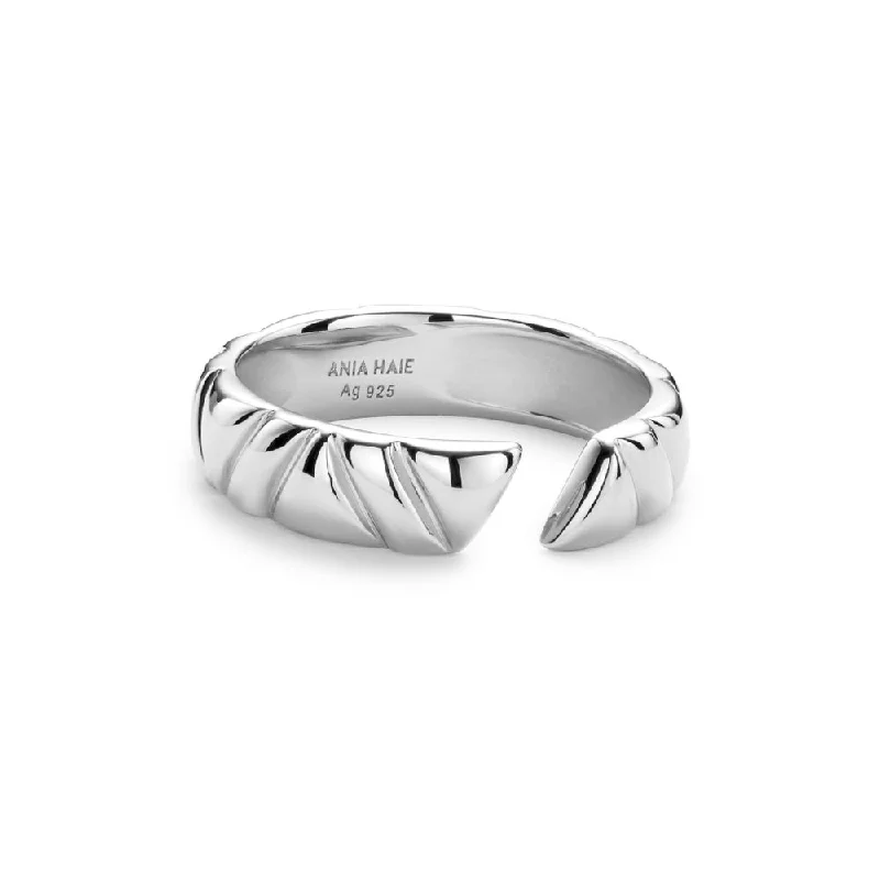 solitaire rings for women -Sterling Silver Adjustable Twill Ring by Ania Haie