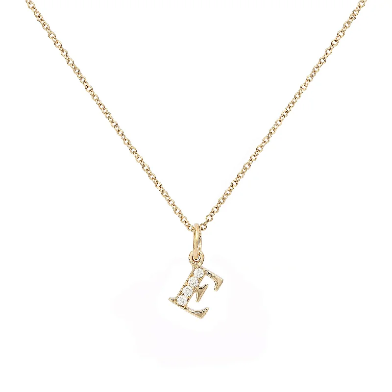 heart-shaped pendant necklaces for women -Love Letter E 18K Gold Necklace w. Diamonds