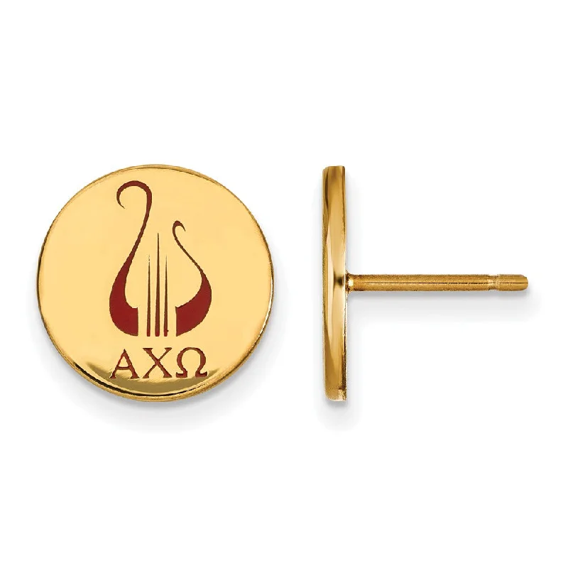 dangling pearl earrings for women -14K Plated Silver Alpha Chi Omega Enamel Post Earrings