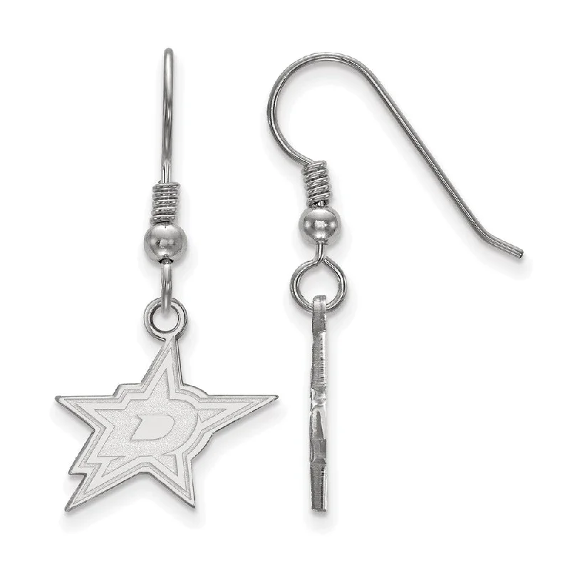 modern hoop earrings for women -Sterling Silver NHL Dallas Stars Small Dangle Earrings