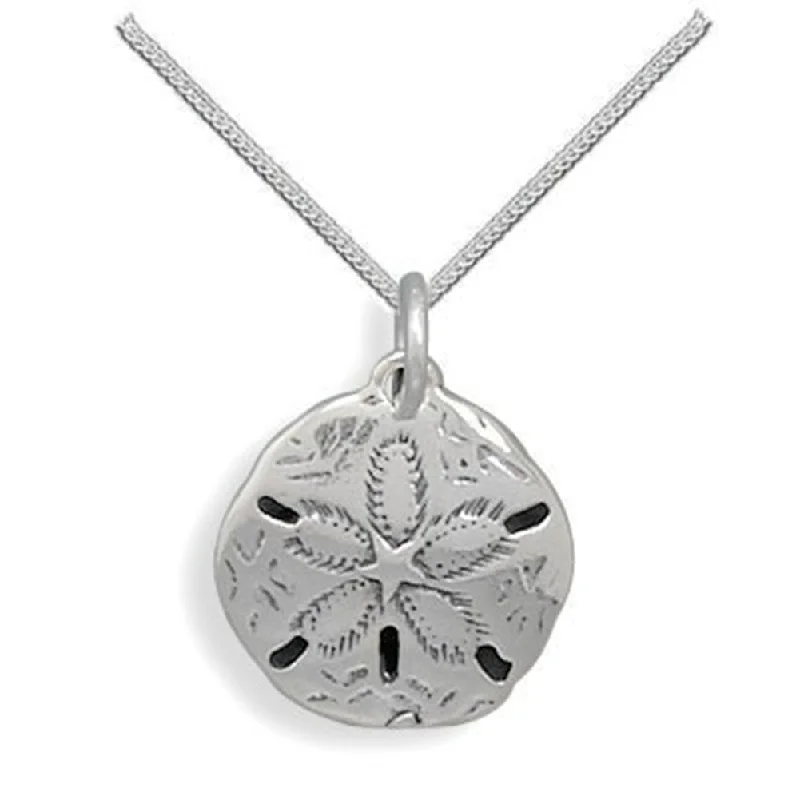 zodiac necklaces for women -Antiqued Sand Dollar Necklace Sterling Silver