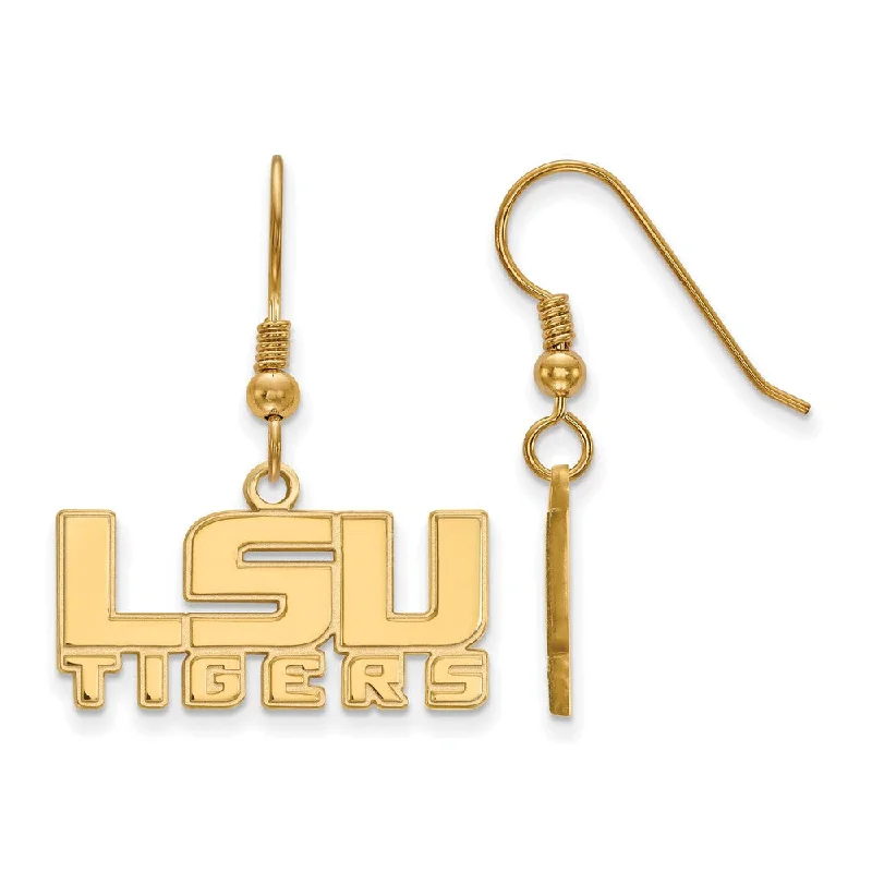 casual earrings for women -14k Gold Plated Silver Louisiana State University Dangle Earring