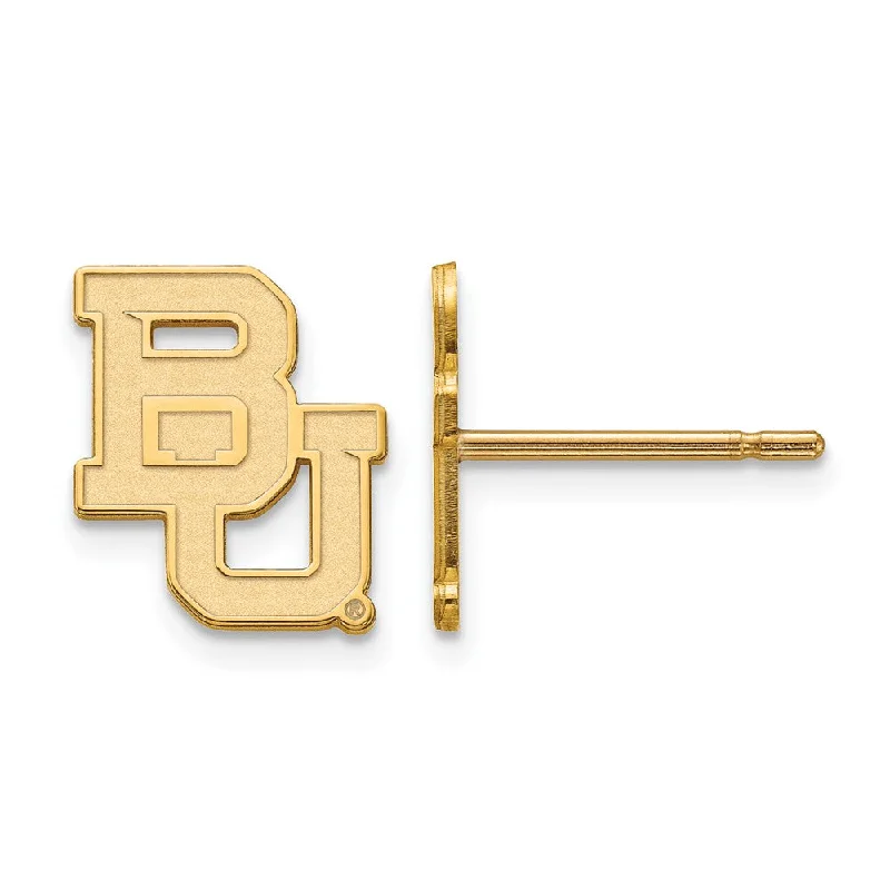 artistic earrings for women -10k Yellow Gold Baylor University XS (Tiny) 'BU' Post Earrings