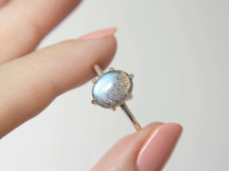 bridal rings for women -6 Prong Labradorite Ring