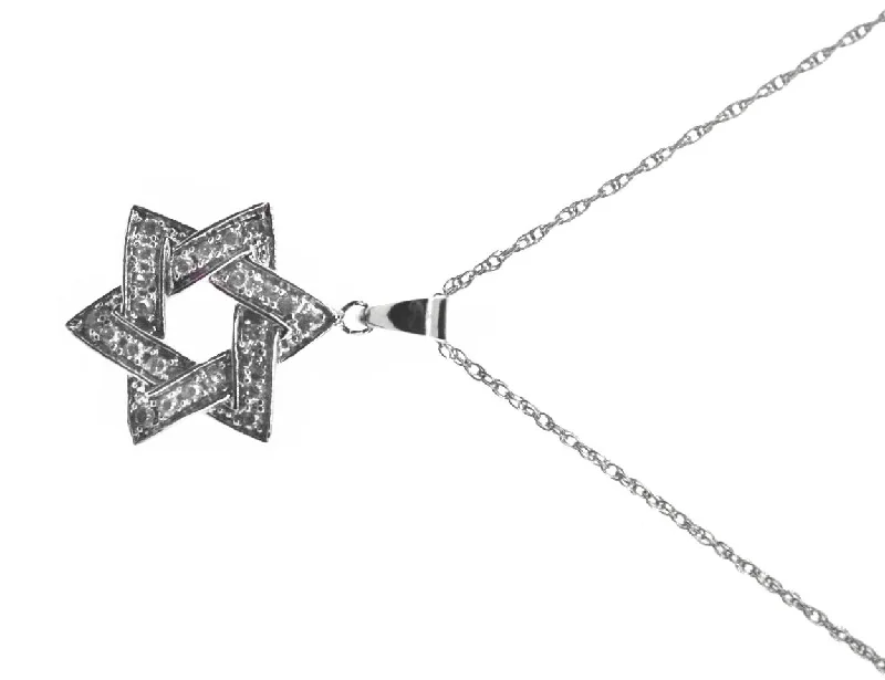 stunning necklaces for women -Star of David Necklace with Cubic Zirconia Sterling Silver