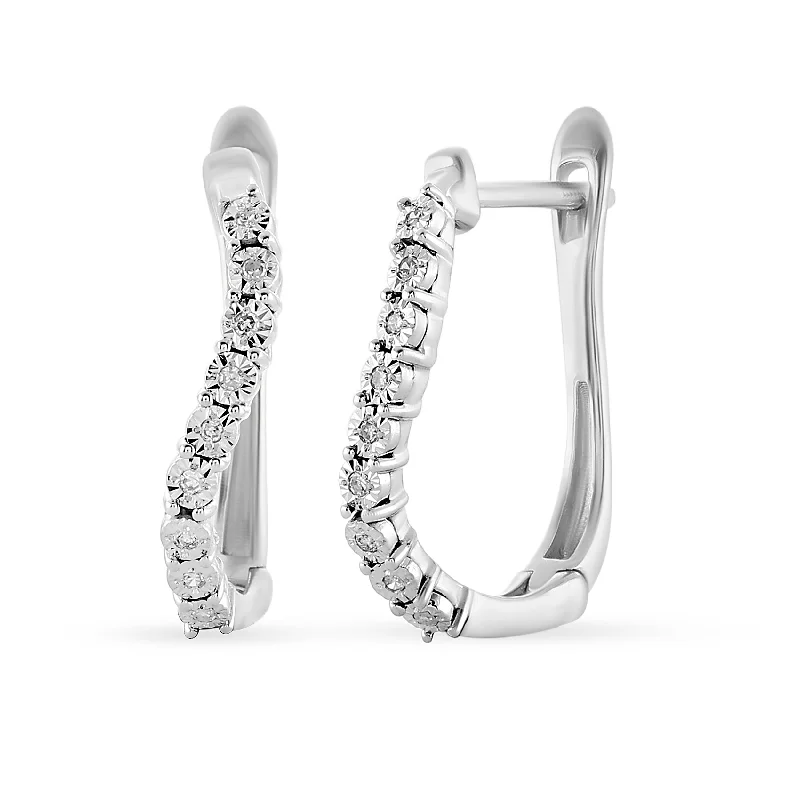 luxury drop earrings for women -Diamond Miracle Hoop Earrings in Sterling Silver