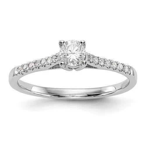 heart rings for women -14KT WHITE GOLD ROUND DIAMOND PROMISE RING