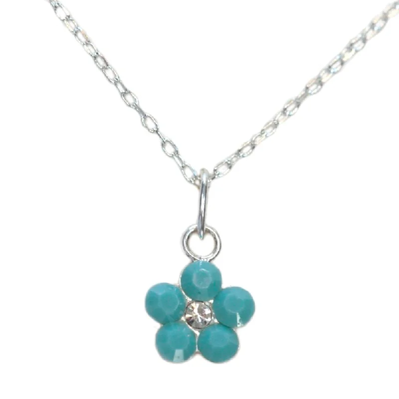 sapphire necklaces for women -Flower Necklace Made with Swarovski(R) Crystals in Sterling Silver Blue Green