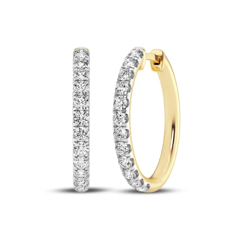 statement drop earrings for women -Meera 1.00ct Laboratory Grown Solitaire Diamond Hoop Earrings in 9ct Yellow Gold