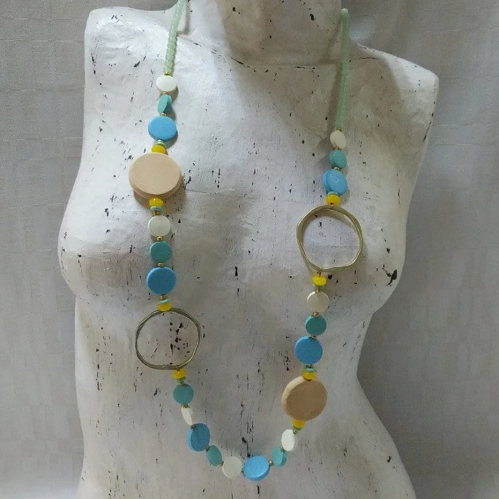 gold necklaces for women -NECKLACE BLUE WOOD