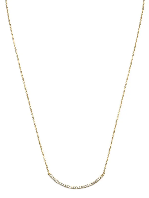 engraved gold necklaces for women -Bar Necklace with Cubic Zirconia Gold-plated Sterling Silver Adjustable Length