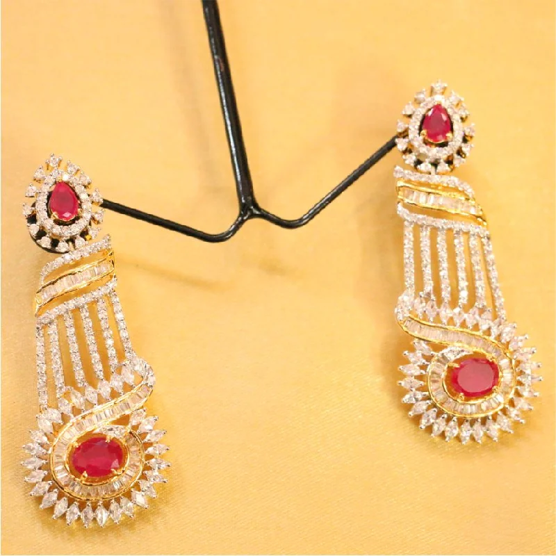 drop earrings for women -Ruby & Zircon Party Wear Earrings