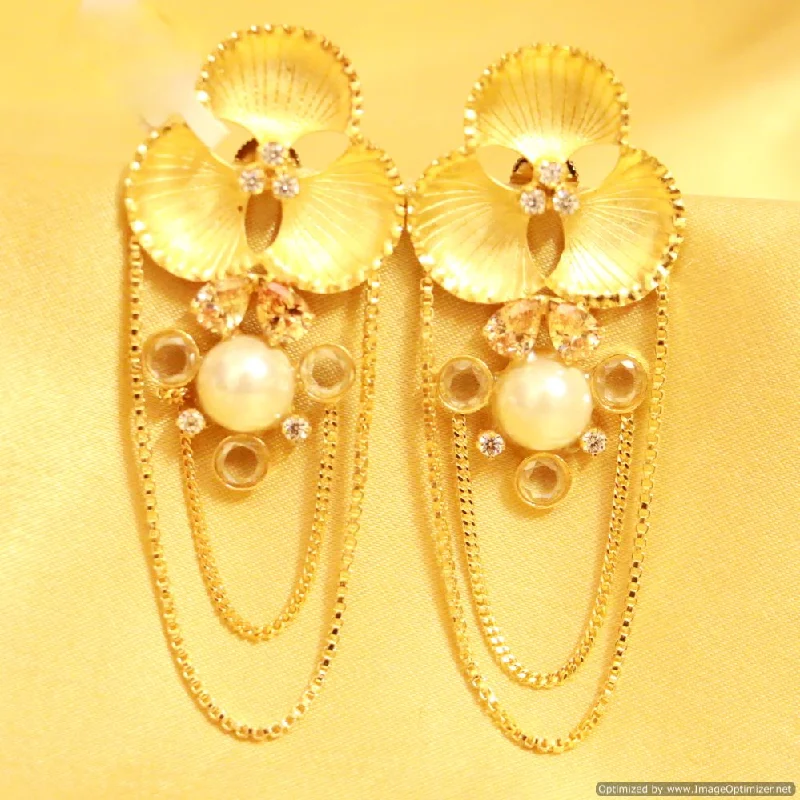 hoop earrings for women -Matt Finish Gold look Polki Earrings