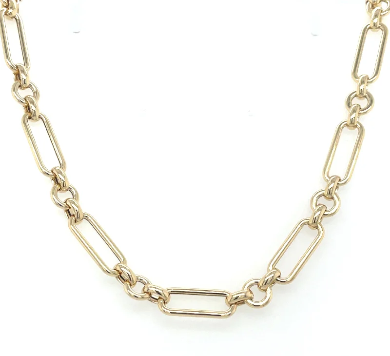 wedding chain necklaces for women -9ct Yellow Gold Oval And Round Link Necklace