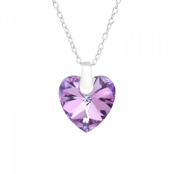 sparkling diamond necklaces for women -Childrens Sterling Silver Purple Heart Necklace