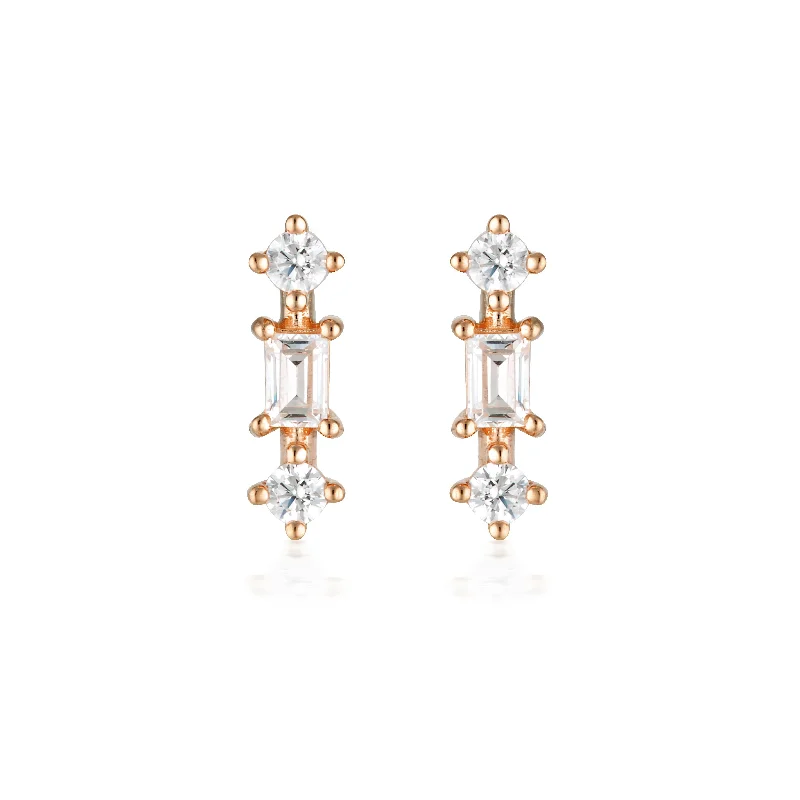 crystal drop earrings for women -GEORGINI THE LAYERED EDIT TOLU EARRING ROSE GOLD