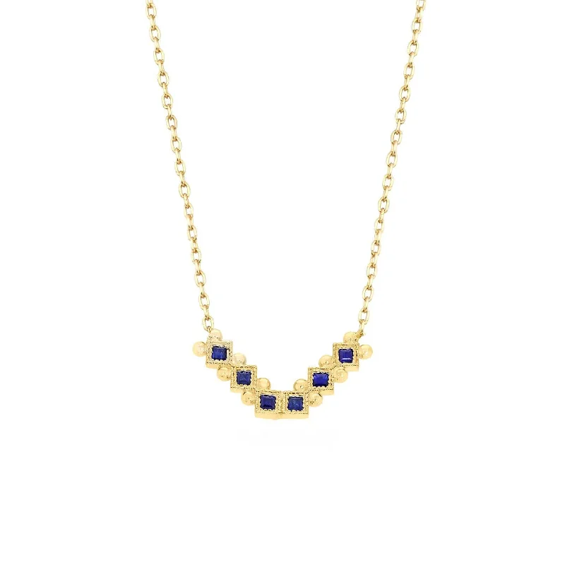 long chain necklaces for women -Lara 18K Gold Necklace w. Sapphires