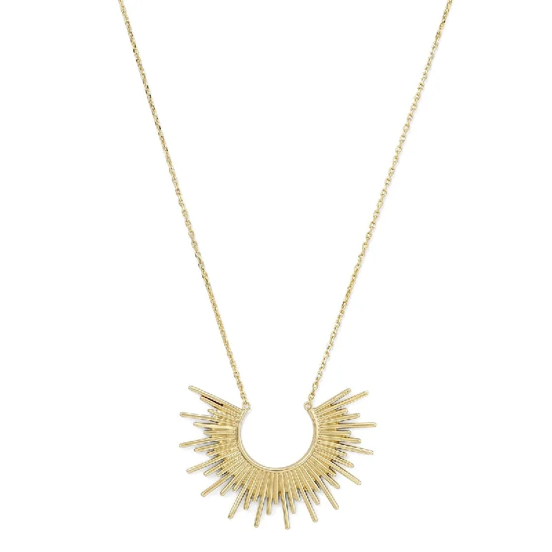 sparkling diamond necklaces for women -Gold-plated Sterling Silver Sun Burst Necklace