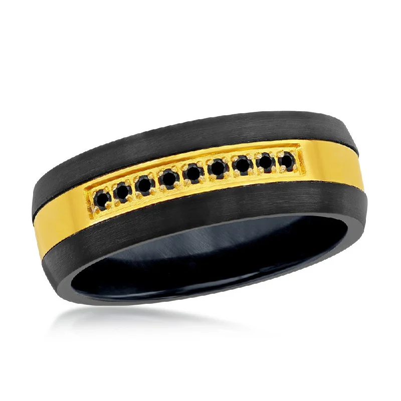 diamond rings for women -Black & Gold w/ Black CZ Tungsten Ring. Size 9,10,11,12,13