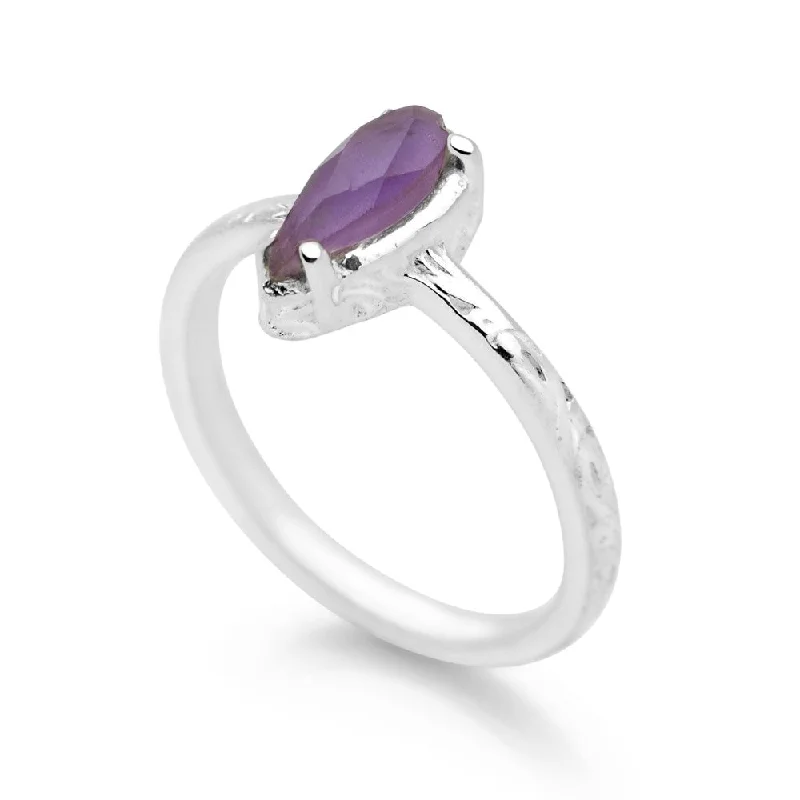 adjustable rings for women -Amethyst Drop Ring