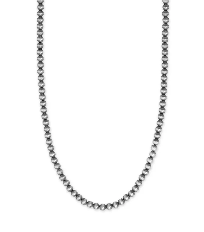 luxurious necklaces for women -Oxidized Sterling Silver Bead Necklace Adjustable Length - Made in the USA