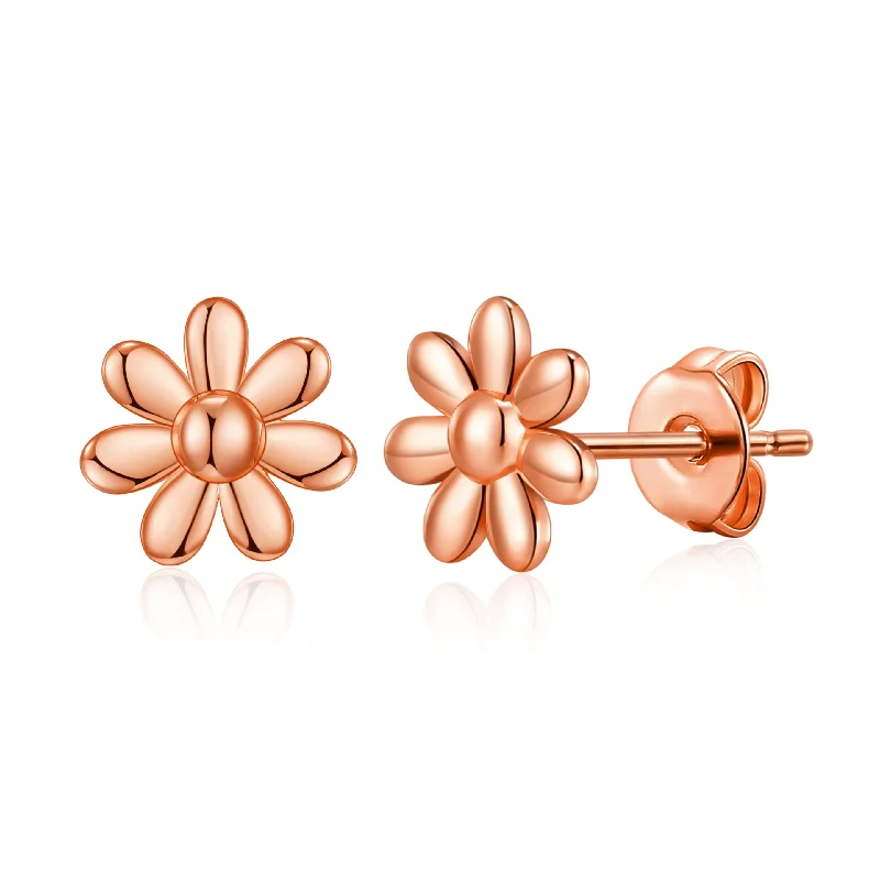 luxury diamond earrings for women -Rose Gold Plated Daisy Earrings