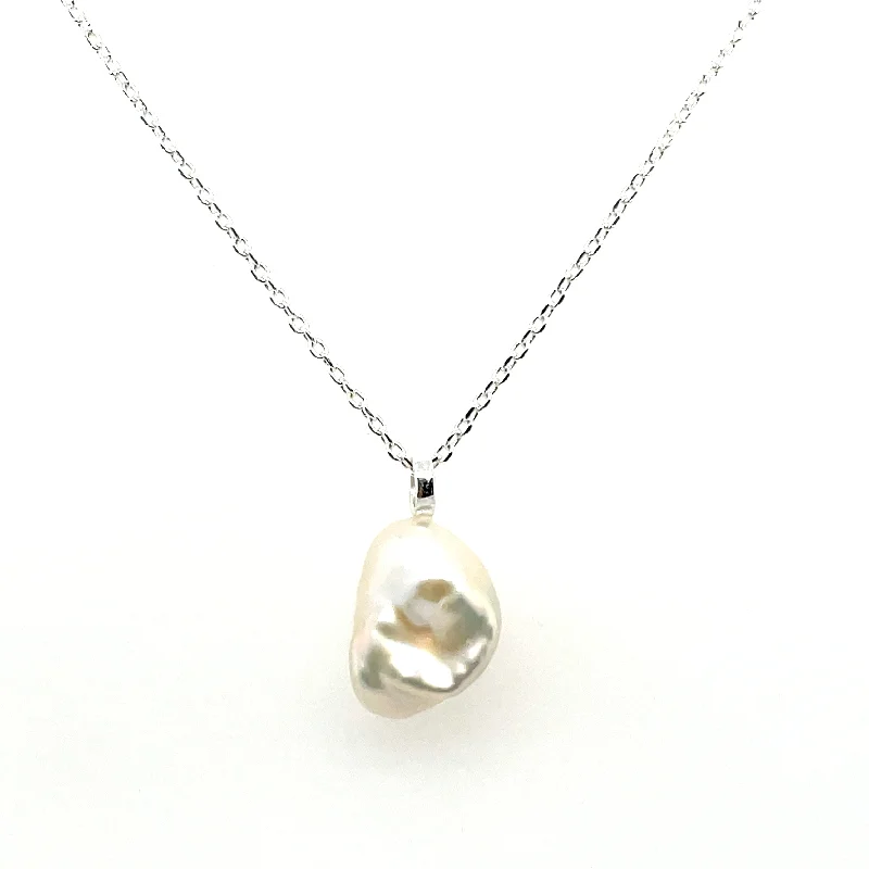 classic gold necklaces for women -Sterling Silver Baroque Pearl Necklace