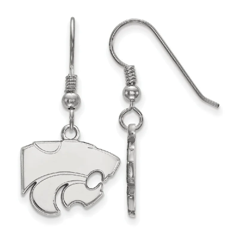 fashion hoop earrings for women -Sterling Silver Kansas State University Small Dangle Earrings