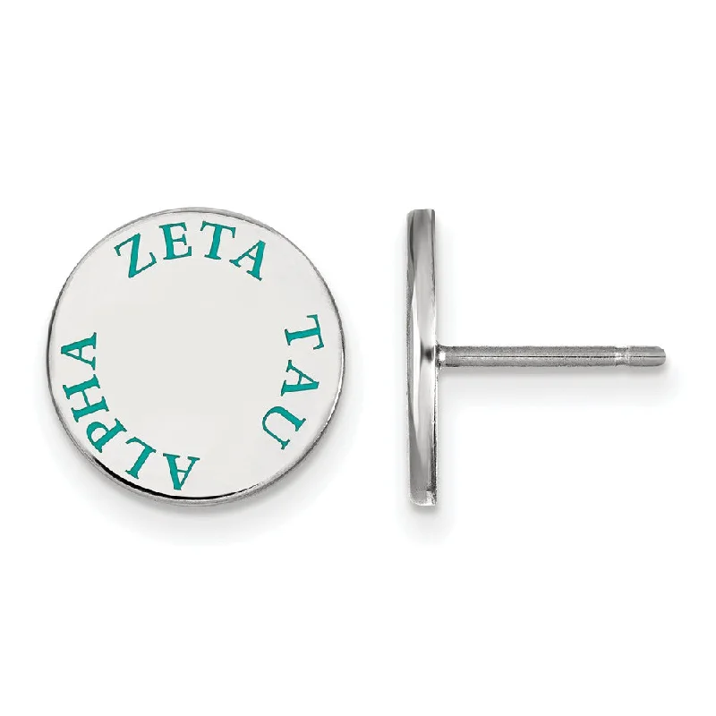 personalized earrings for women -Sterling Silver Zeta Tau Alpha Enamel Post Earrings