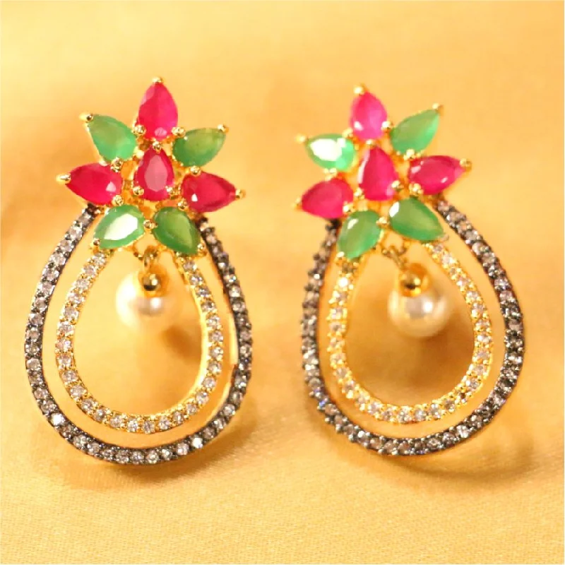 custom earrings for women -Multicolor A.D. & pearl earring