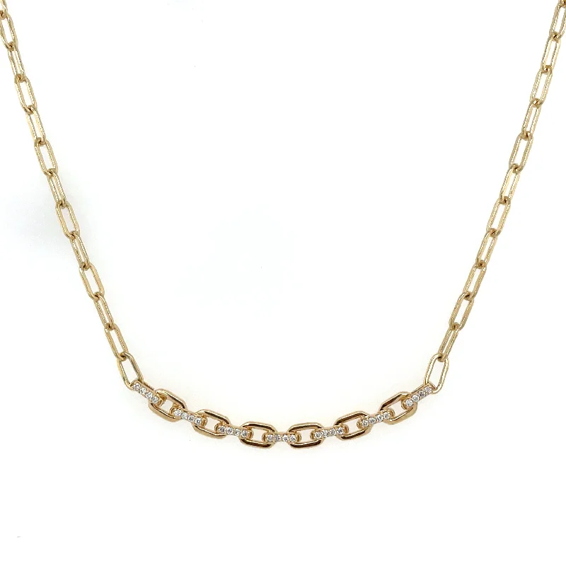 classic gold necklaces for women -9ct Yellow Gold Paperchain Diamond Necklace