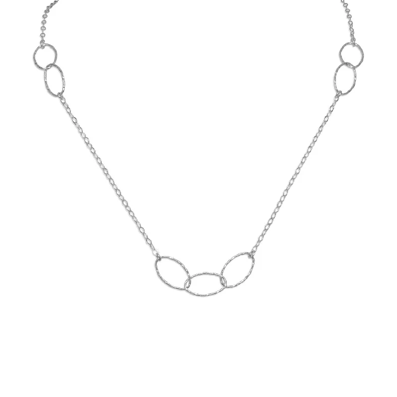 diamond pendant necklaces for women -Oval Link and Chain Necklace Rhodium on Sterling Silver - Nontarnish