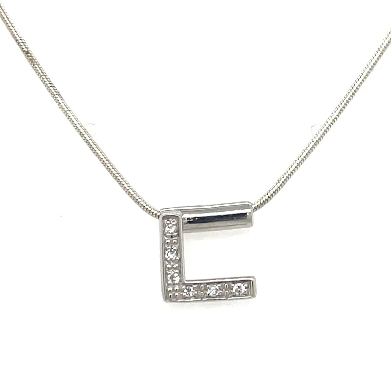 vintage gold necklaces for women -Sterling Silver Cz Necklace With Initials