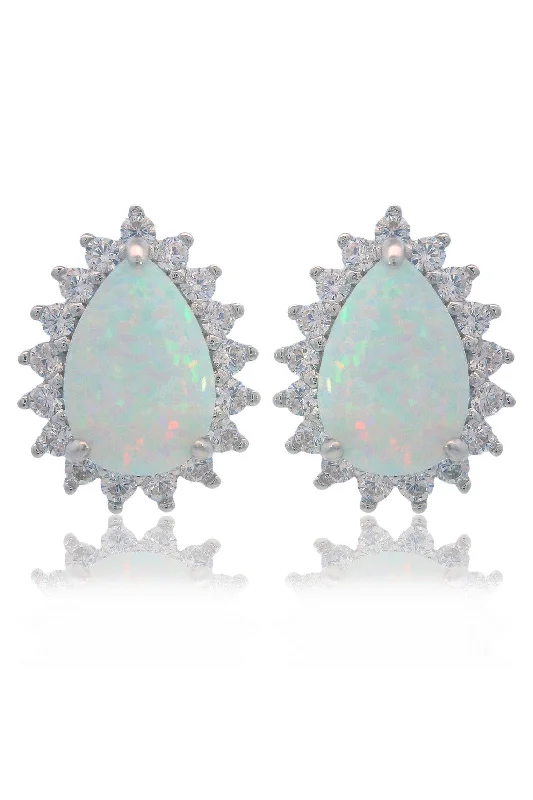 diamond earrings for women -OPAL GLOW ROZELLE WHITE CREATED OPAL EARRINGS SILVER