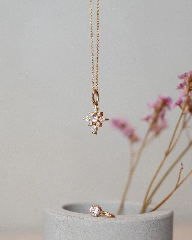 dainty gold necklaces for women -Guiding Star 18K Gold, Whitegold or Rosegold Pendant or Necklace w. Diamonds