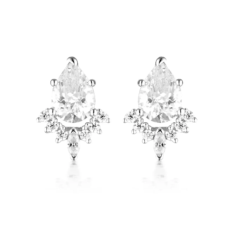 luxury gemstone earrings for women -GEORGINI ICONIC BRIDAL PENELOPE EARRING SILVER