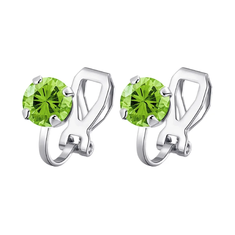 stylish gemstone earrings for women -Light Green Crystal Clip On Earrings Created with Zircondia® Crystals